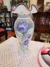 Fenton art glass vintage French Opalescent Swirl Lavender vase