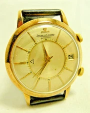 Jaeger LeCoultre Memovox Alarm 18k Gold Shell Vintage Mens 37mm Automatic Watch