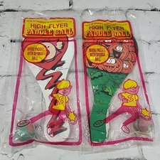 Vintage Flyer Paddle Ball Toys Lot Of 2 Holidays Valentines Halloween Sealed