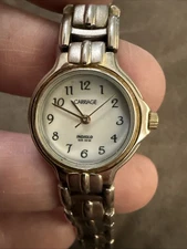 Women's Carriage by Timex White Dial Two-Tone Tone WR 30M Bracelet Band