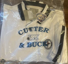 Cutter & Buck XL Blue & White Pull Over  2002 US Open Beth page New 100% Cotton