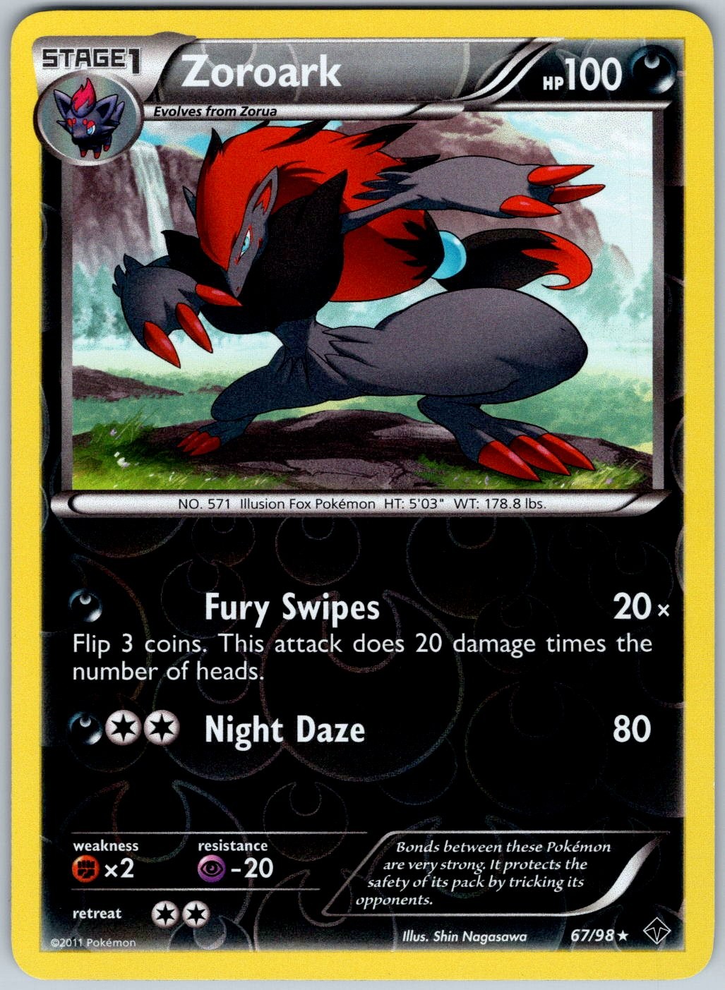 Zoroark 67/98 Holo Rare Emerging Powers Pokemon Reverse Holo NM