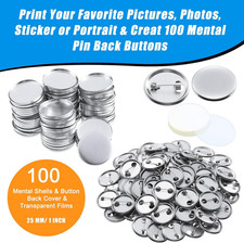 300 Piece Blank Badge Button Kit for Button Maker Machine, Includes Metal She...