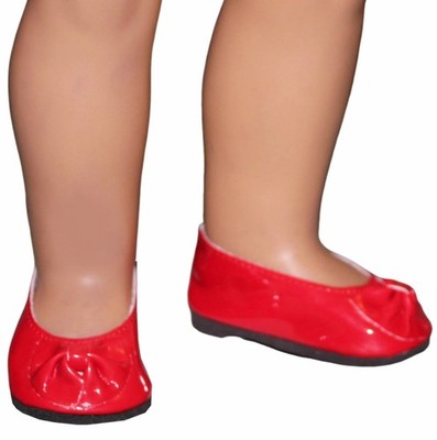 Red or White Patent Leather Ballet Flats w/ Bows fit 18'' American Girl Size Doll