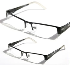 Rectangular Half Rimless Metal Reader Reading Glasses +1.50 Black Silver 1230