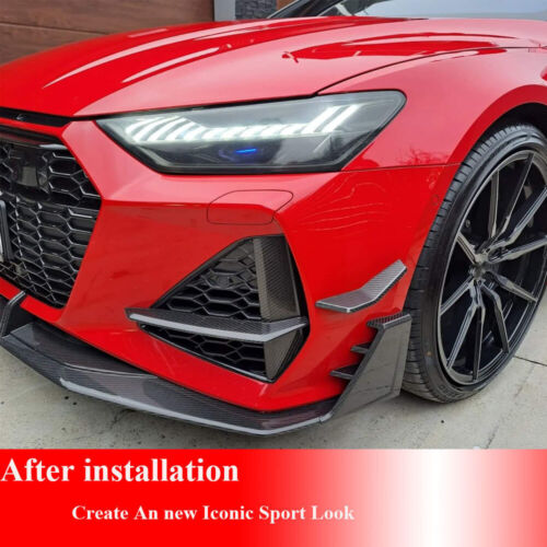 DRY CARBON FIBER Front Bumper Lip Chin Spoiler Fits Audi RS7 C8 Sportback 2020UP - Picture 7 of 18