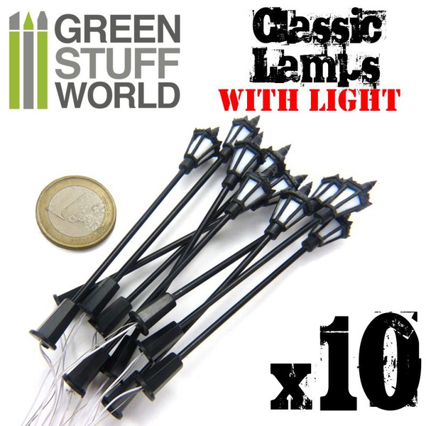10x Farolas Clasicas con Luces LED - modelismo infinity trenes escenografia