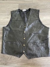 Vintage Ashburn Black Patchwork Leather Motorcycle Biker Vest Lined Men's Sz 2XL