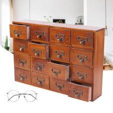 16 Drawers Vintage Tabletop Library Card Catalog Cabinet Apothecary Storage Box