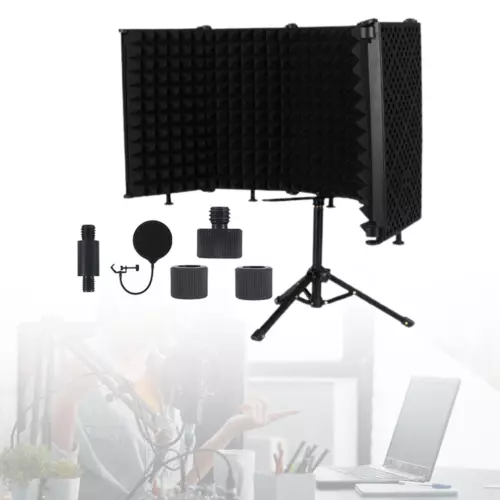 5 Panel Microphone Isolation Shield Vocal Booth for Recording Sound Tripod Stand - Picture 17 of 22