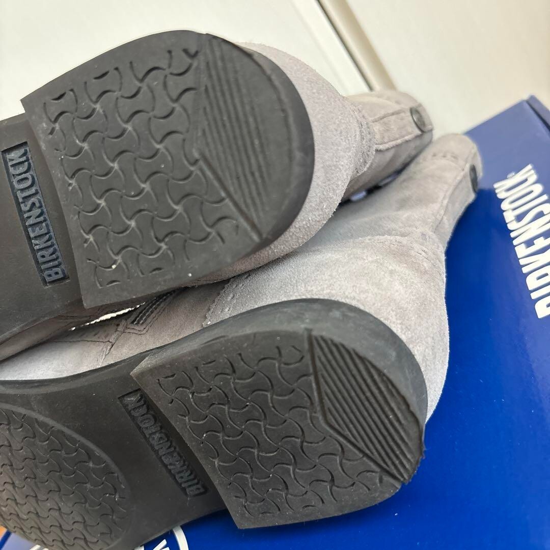 BIRKENSTOCK LARAMIE Lace Up Leather Boots Grey Side Zip