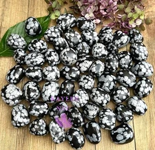 Wholesale Lot 2 Lbs Natural Snowflake Obsidian Tumble Healing Energy