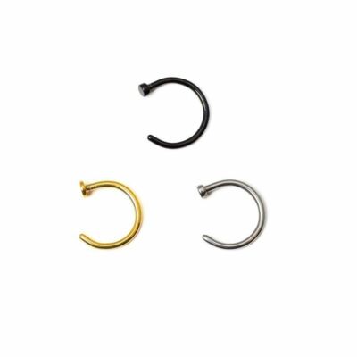 Nose Ring Hoop Gold Black Surgical Steel 20g Or 18g Nose Piercing 1pc
