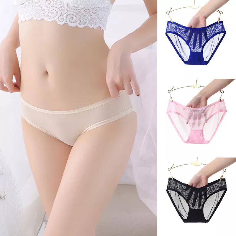 Women Mesh Sheer Briefs See Through Lingerie Underwear Panties