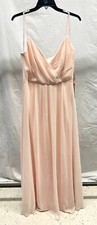 NEW Levkoff Surplice Neck Pink Chiffon A-Line Gown 14
