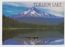 Postcard Trillium Lake Mount Hood Oregon Canoe Fishing 4x6
