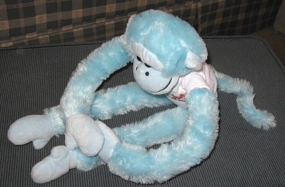 Monkey Joes Aqua Monkey Plush 20” Long Talking Monkey makes Screech Noise