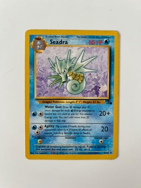1999 Pokémon TCG Fossil Set Seadra 42/62 LP Wizards Base