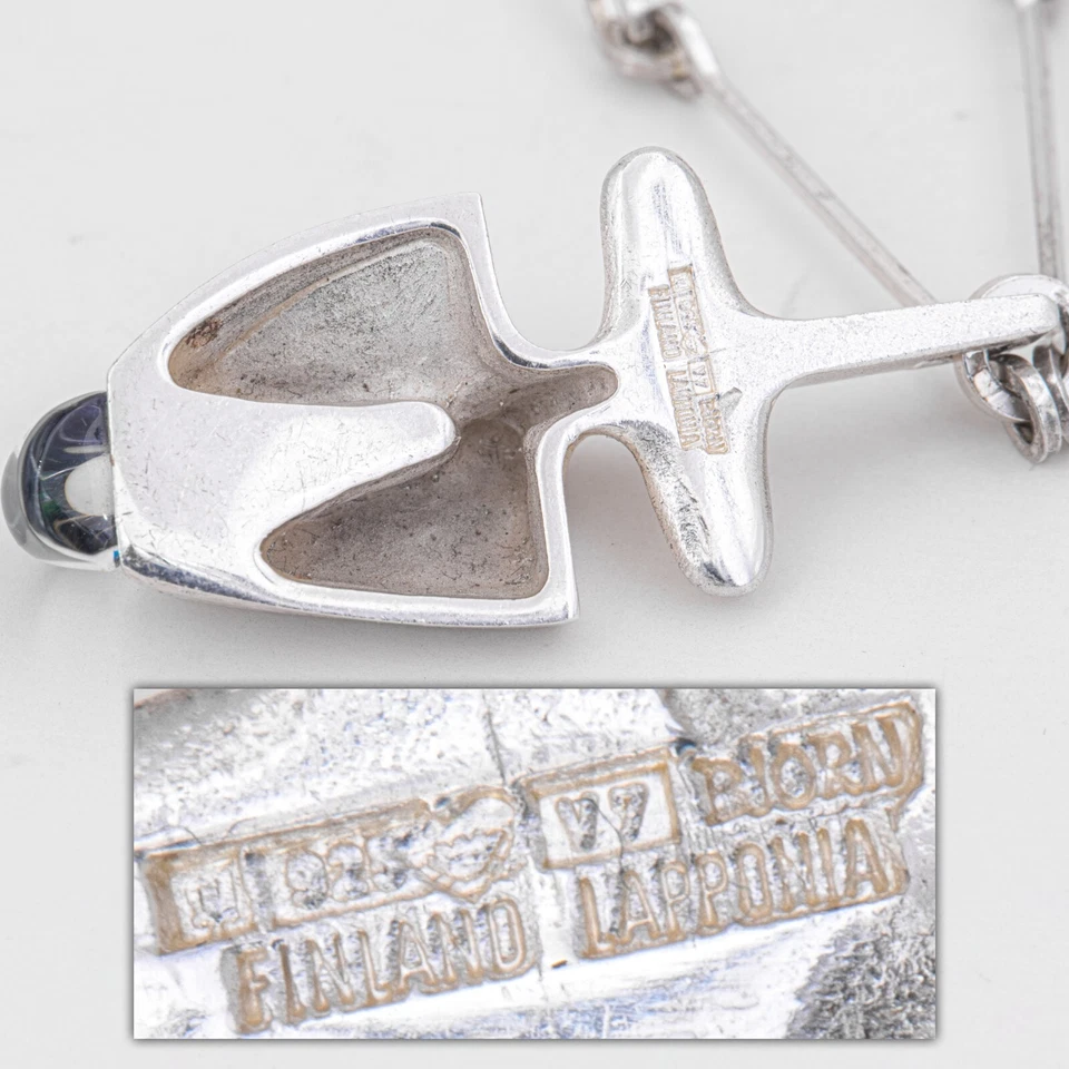 71 cm - Lapponia (1974) 'Iguana' Collier Sign. Björn Weckström Silber 925 Acryl - Bild 3 von 4