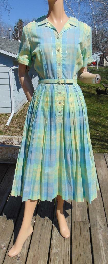 COLORFUL VINTAGE 1950'S CHECKED SHIRTWAIST DRESS 28 W | eBay COLORFUL VINTAGE 1950'S CHECKED SHIRTWAIST DRESS 28 W | eBay
