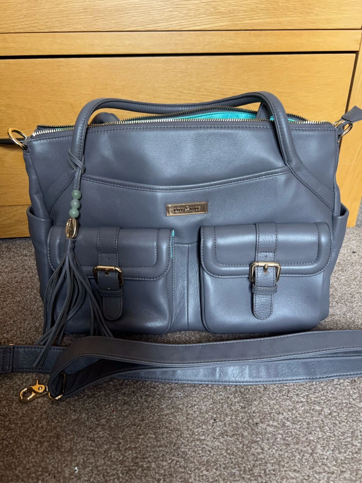 Lily Jade Grey Leather Convertible Changing Bag