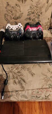 PS3 Slim Bundle - 6 Controllers, 37 Games, 9 Microphones , 4 Move Controll- Used