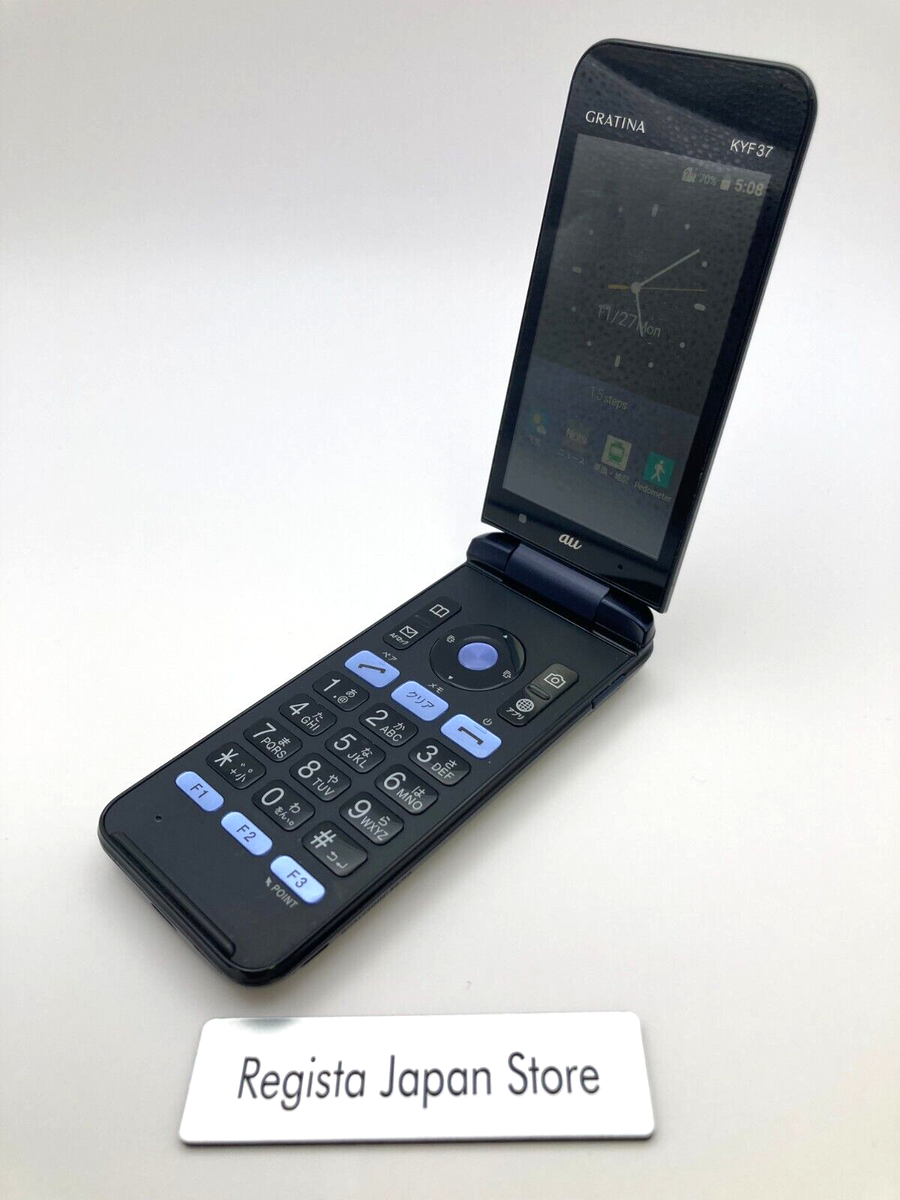 京セラ - 【doala】GRATINA KYF37 NAVY BLACK Kyocera GRATINA KYF37 Android Flip Phone Black 4G Unlocked