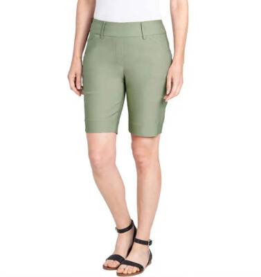 Hilary Radley Women's Bermuda Shorts Easy Comfort Fit Pull-On Olive Green