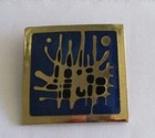 Vintage Signed De Passille Sylvestre Blue Gold Enamel Atomic Design Brooch Pin