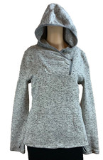 Kyodan Outdoor Hoodie Women M Fitted Fleece 1/4 Zip Pullover Grey Marled