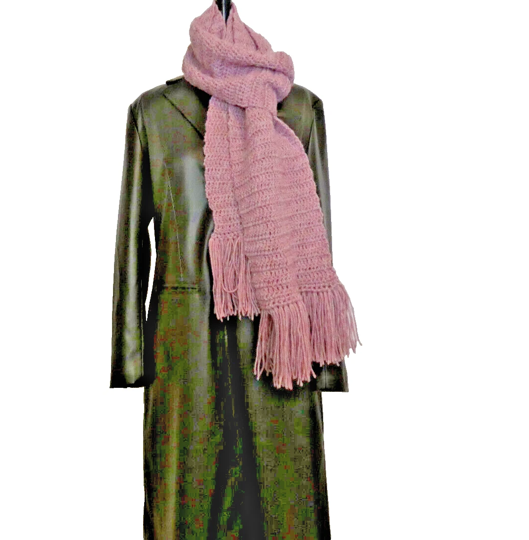 Warm Light Purple Scarf 88x8 Wide & Long Handmade Crochet Hand Knit NWT