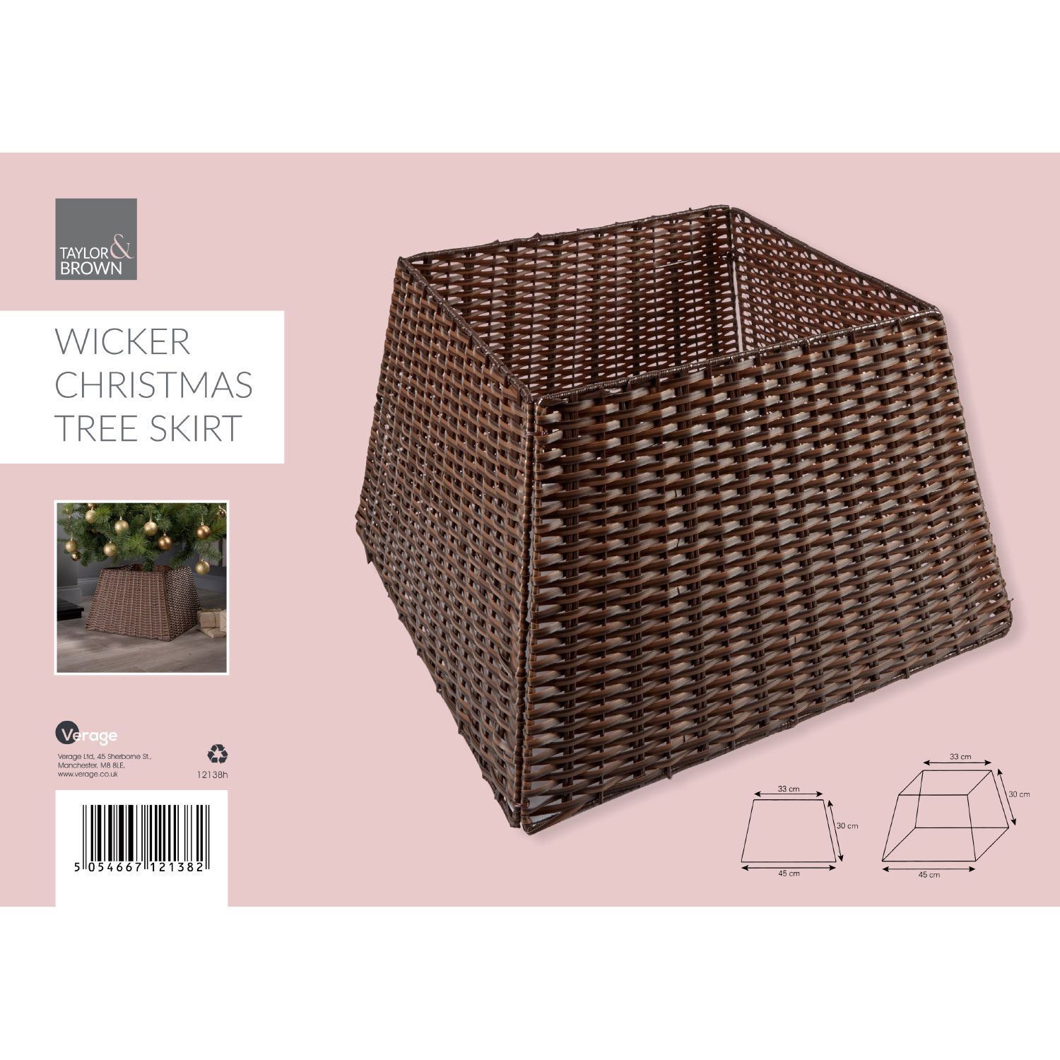New Christmas Tree Rattan Wicker Skirt Stand Base Basket Cover Tidy