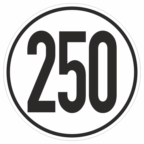 Speed Sign 250 250 km/h Geschwindigkeitsschild Geschwindigkeitsaufkleber FUN AUTO Ø20 ...