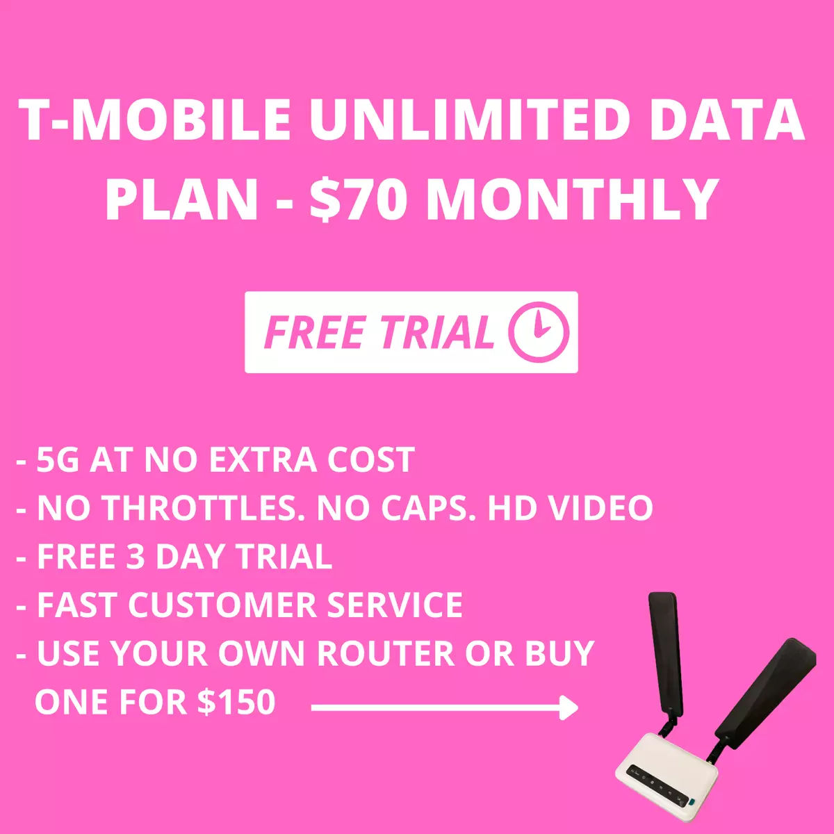 T-Mobile UNLIMITED 4G 5G Plan Internet Hotspot Data SIM card $70