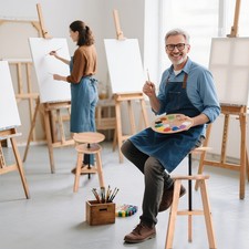 48-65cm Höhenverstellbarer Hocker aus Holz, Buchenholz, Künstlerhocker für Zeich