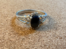 Dark Blue Spinel RING 925 STERLING SILVER Lab Created SAPPHIRE SZ 7 Marked 7 NV