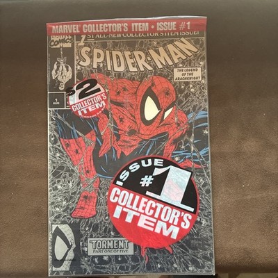 Spider-man #1 Sealed Polybag 1990 McFarlane Silver Black NO-PRICE Variant  NM+ 