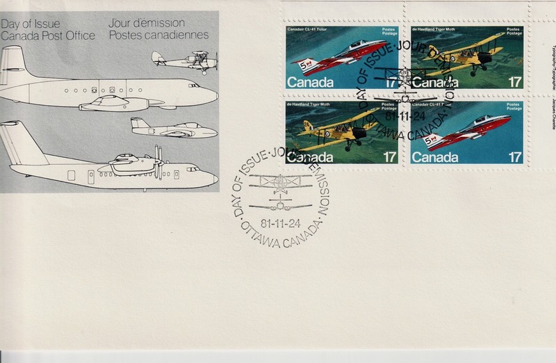 CANADA 1981 AIRCRAFT PLANES SET OF 4  ON C/POST FIRST DAY COMM COVER