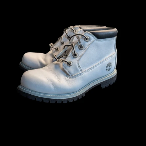 Timberland stivaletto donna bianco pelle Nellie Chukka stringato taglia 8M