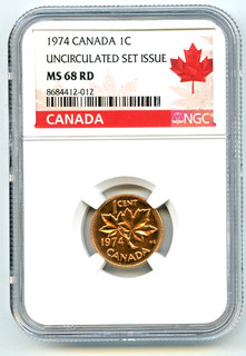 1974 CANADA CENT NGC MS68 RD BRONZE PENNY SUPER SCARCE HIGH GRADE