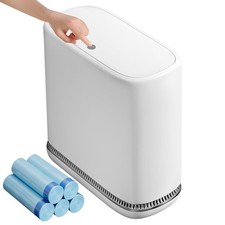 Spreezy Bathroom Trash Can with Lid, 2.3 Gallon/8.6 L Small Waste Basket, Pne...