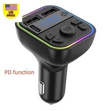 Car FM Transmitter Adapter Bluetooth Radio MP3 Player Music RGB Light Kit