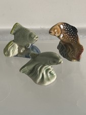 Wade Whimsies 3 Fish Ceramic Ornaments: Trout, Fantail Goldfish & Tropical fish