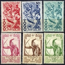 Togo 1947 Extracting Palm Oil, Warrior MH (SC# 309-314)