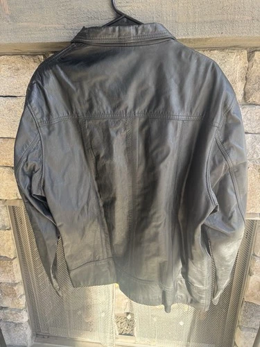 Men’s Genuine Argentinian Leather Jacket Zipper XXL Black – Handcrafted Vintage image 2