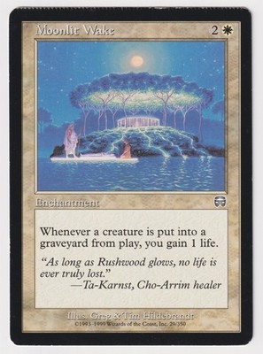 Crimped Moonlit Wake MP Mercadian Masques 1999 MTG Magic Factory Error Misprint!