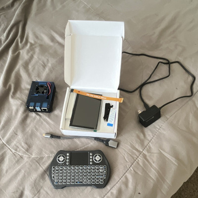 Raspberry Pi 4 Model B Blue Case Fan Power Adapter 5in LCD Wireless Keyboard