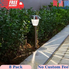 Solar LED Outdoor Lights 8-Pack Stainless Steel Pathway Landscape Lights