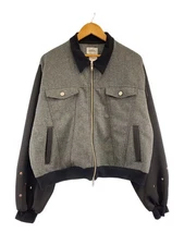 GIDEAL. Tweed double zip-up blouson 3 wool G41-JK002BK3