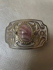 Bright Rhodochrosite Gemstone Set In A New 2.5x1.75  belt buckle.